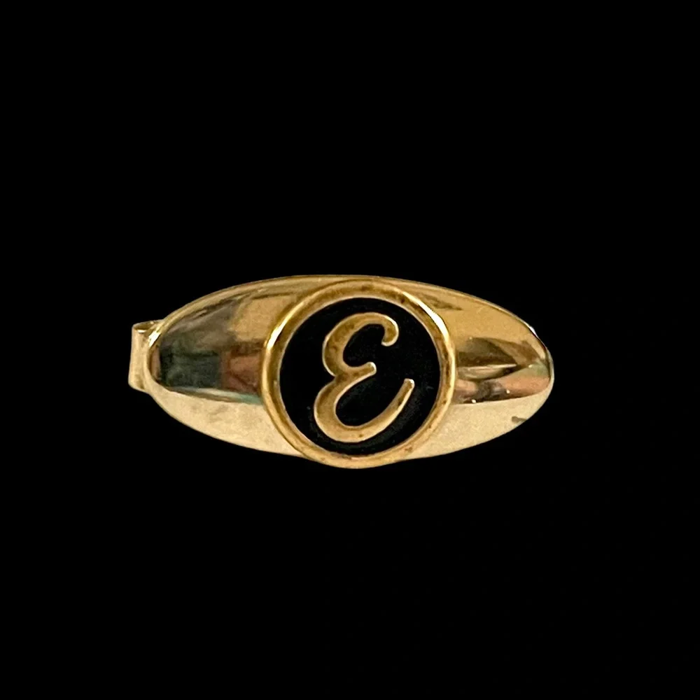 Vintage Gold Tone Initial Letter E Tie Clip Personalized Great Gift